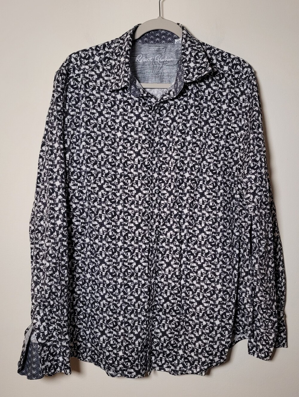 Robert Graham Black & White Geometric Long-Sleeve Shirt XL Abtract Artsy Cotton